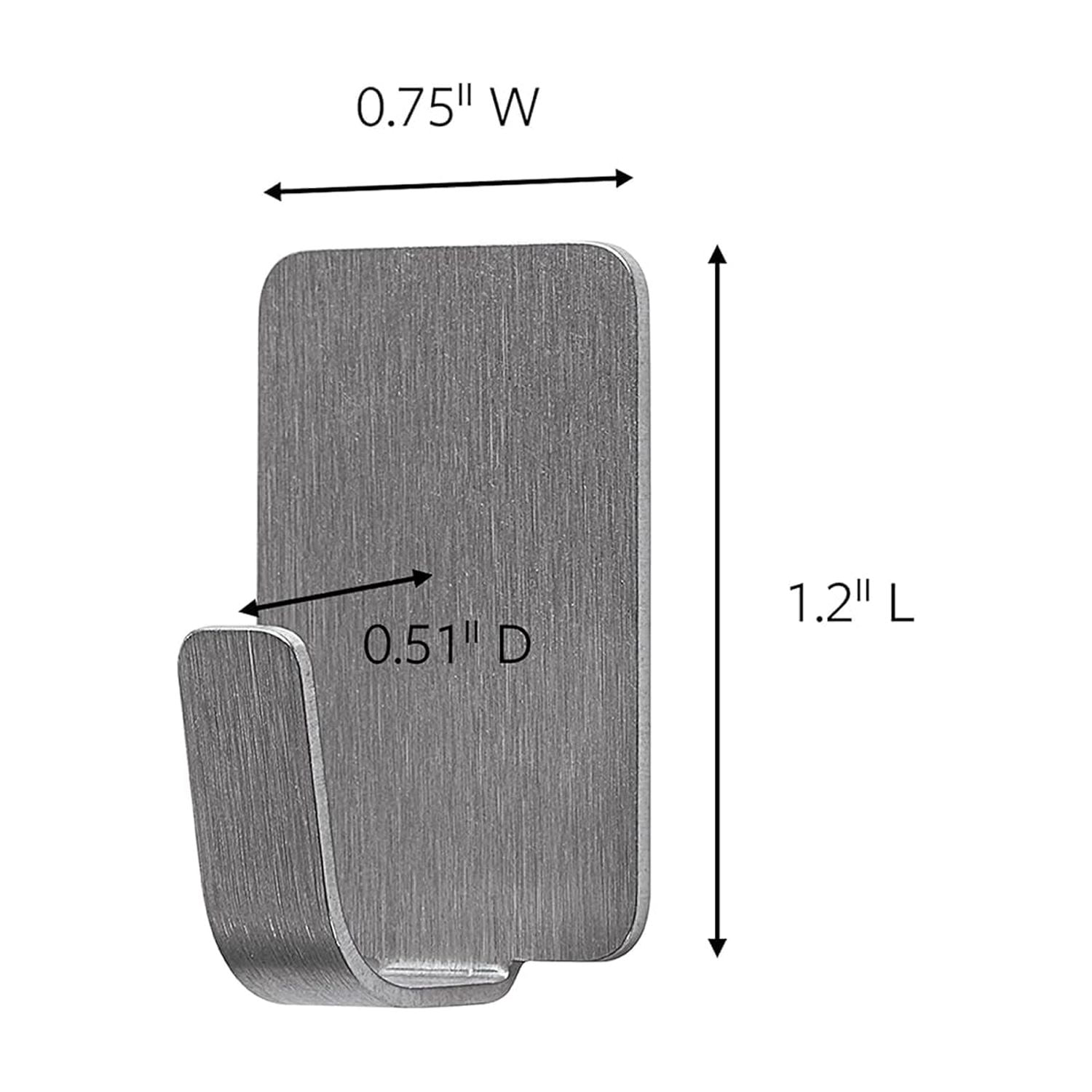 FEFEFW-Small Stainless Steel Metal Hooks 8 Hooks 10 Strips Holds up to 0.5 lb Removable Self Adhesive Hooks Great for Wall Decor