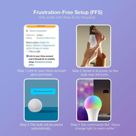 FEFEFW-Smart Light Bulbs, Frustration-Free Setup (FFS) Works with Alexa Only, BLE Mesh, 9W 800LM Color Changing A19 E26 LED (1-Pack)
