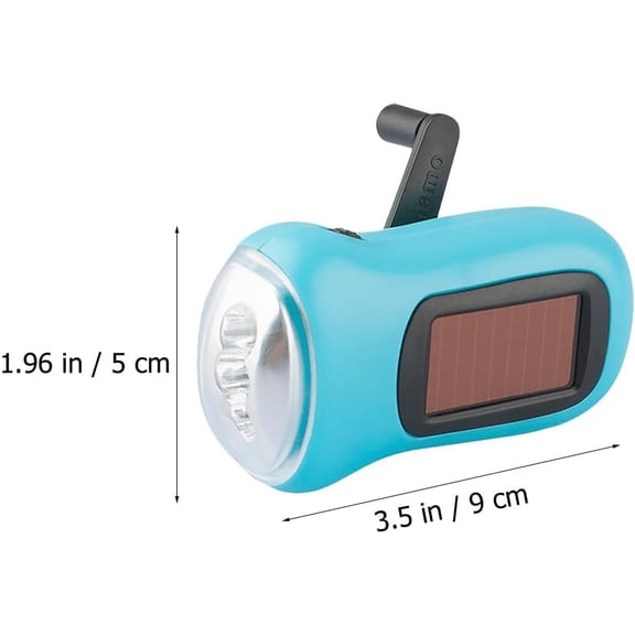 FEFEFW-Solar Powered Hand Crank Flashlight Rechargeable Led Torch for Camping Emergency Portable Battery-Free Survival Light with Anti-Lost Strap Compact 3.54In