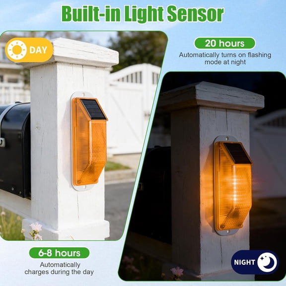 FEFEFW-Solar Strobe Warning Light 4-Pack Traffic Light Super Bright LED Flashing Beacon, Solar Powered Light-Control Warning Lamps, IP54 Waterproof Barricade Flashing Lights for Construction Safety