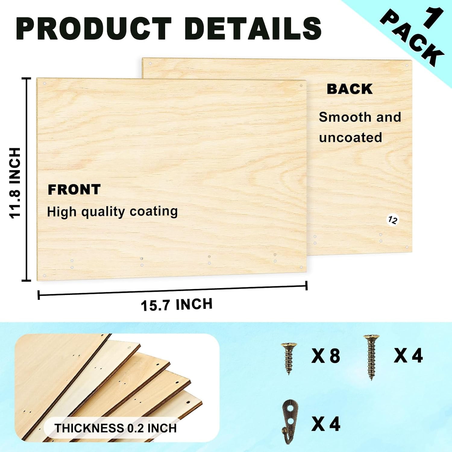 FEFEFW-Sublimation Wood Photo Blanks, 11.8" x 15.7" Unfinished Wood Hanging Board with Hooks for Home Decor, Heat Transfer DIY Design