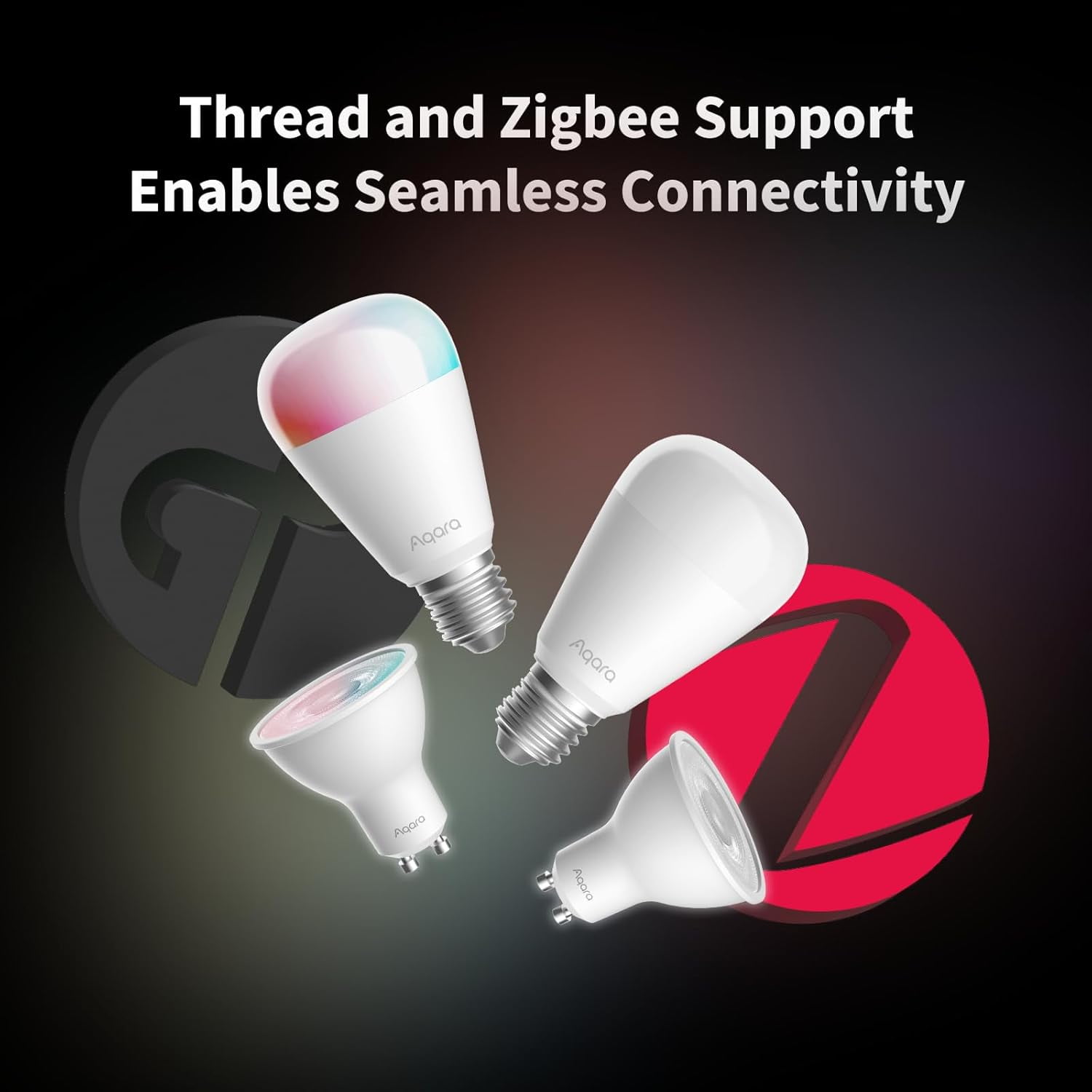 FEFEFW-Thread/Zigbee Smart LED Light Bulb T2 GU10, Tunable White (2700K-6500K),Matter,Works with HomeKit, Alexa, Google