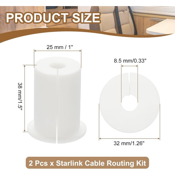 FEFEFW-Wall Grommets for Cables 1", 2 Pcs Cable Routing Kit Silicone Hole Grommet Feed Through Bushing for Ethernet Accessories with 0.33" (8.5mm) Hole, White