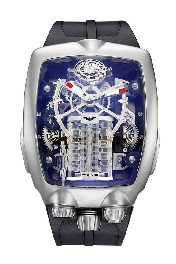 Men's Automatic Skeleton Watch, Japanese Movement, Sapphire Crystal, Waterproof 3ATM, Anti-Shock Supercar-Inspired Business Wristwatch FM666