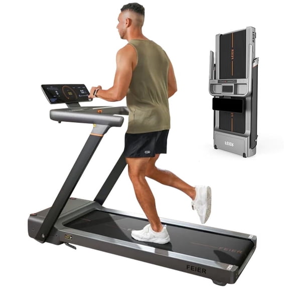 UPGO Electric Folding Treadmill with 12% incline and 300 lbs Capacity, Optional Speed Range between 0.6 and 11.2 mph, LED Display