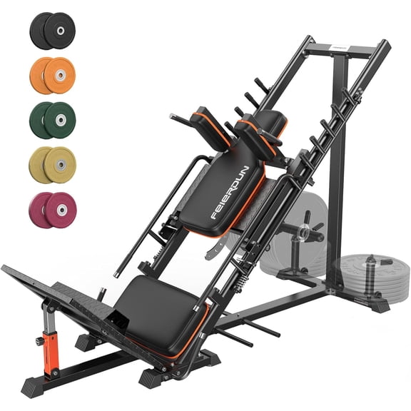 3in1 Leg Press Hack Squat Machine with Stretch Board  Adjustable Leg Press Machine for Home Gym with Full Range of Motion & Ultra-Quiet Pulley System