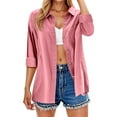 FEIFLY Blouse Trendy Women Casual Long Sleeve Lapel Cardigan Shirts ...