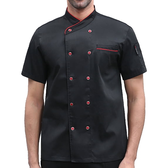FEIFLY Chef Short Sleeve Chef Shirts Restaurant Kitchen Chef Blouse For Men Women Solid Color Festival Clothing