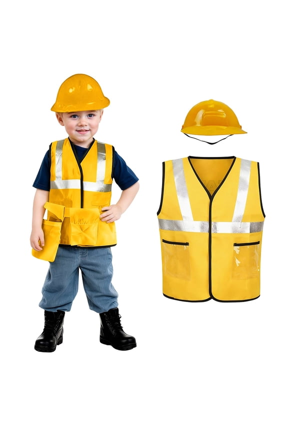 Child Outfits Sets Kids Engineer Vest Construction Worker Festival Outfit Children Pretend Play And Career Day Theme Party Holiday Clothing