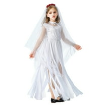 FEIFLY Child's Halloween Dark Gothic Long Dresses Gown Party Halloween Outfits Solid Color Festival Clothing