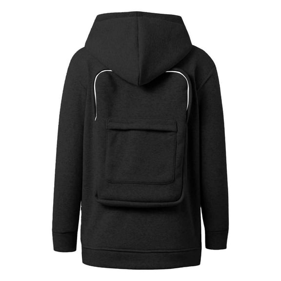 FEIFLY Children's Sweatshirts Fashion Cute Pockets Zipper Backpack Design Long Sleeve Solid Color Kids Hooded Pullover Tops Fall Winter Comfort Streetwear