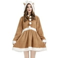 thumbnail image 1 of FEIFLY Christmas Reindeer For Women Funny Holiday Chemise With Hooded Party Deer Fancy Dress Solid Color Festival Clothing, 1 of 9