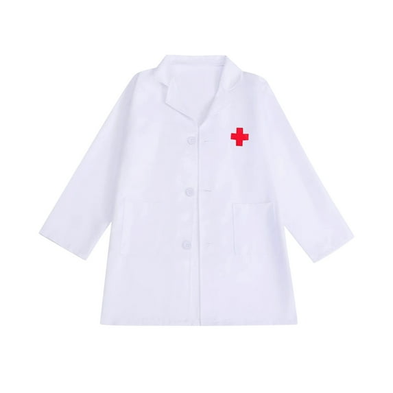 FEIFLY Doctor Outfits Kids With Lab Coats Career Day Doctor Dress Up For Boys Girls Solid Color Festival Clothing