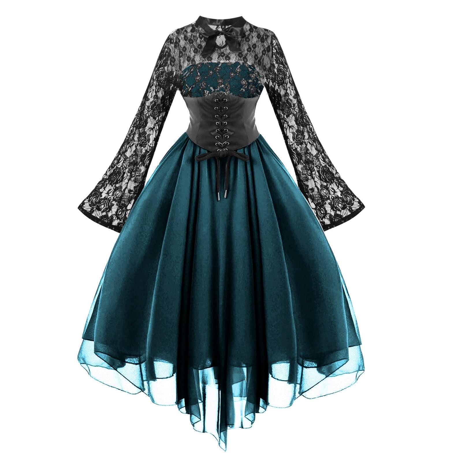 Feifly Dresses For Women Fashion Gothic Style 1950s Vintage Midi Dress Croset Long Flare Sleeve A-Line Party Dress Solid Color Festival Clothing Feifly Dresses For Women Fashion Gothic Style 1950s Vintage Midi Dress Croset Long Flare Sleeve A-Line Party Dress Solid Color Festival Clothing
