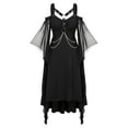 thumbnail image 1 of FEIFLY Dresses For Women Plus Size Halloween Gothic Style Vintage Midi Dress Croset Long Flare Sleeve Irregular Length Dress Short Sleeve Chiffon Dress Party Dress Solid Color Festival Clothing, 1 of 4