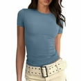 thumbnail image 1 of FEIFLY Fashion T-Shirt Tops For Women Fitted Short Sleeve Basic Tee Slim Fit Shirts Versatile Female Solid Color Dailywear, 1 of 7