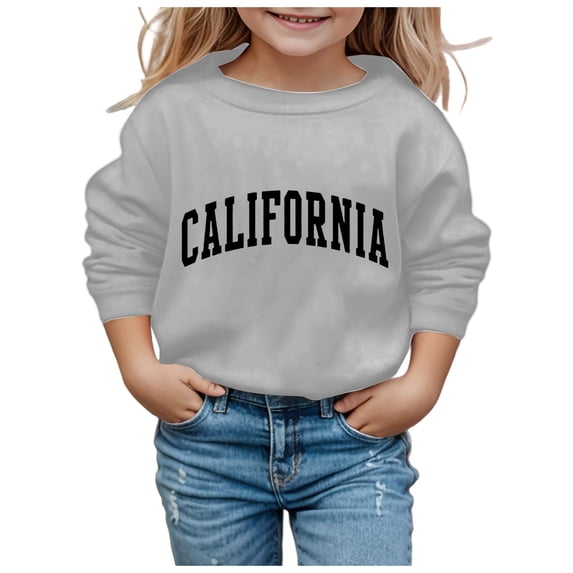 FEIFLY Girls Boys Sweatshirts Hoodie Long Sleeve CALIFORNIA City Name Printed Soft Graphic Hoody Kids Cute Pullovers Tops For Toddler Soft Child Outwear