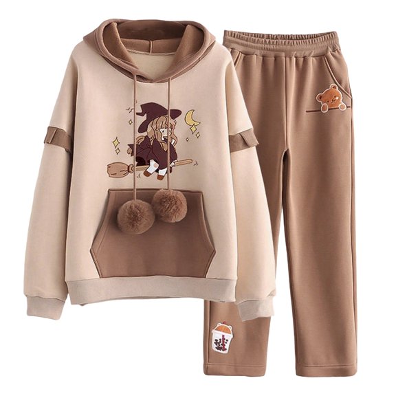 FEIFLY Girls Outfits Sets 2 Piece Sets Long Sleeve Tops With Joggers Casual Student Tops Pants School Comfort Athletic Loungewear Tracksuit Youth Fall Outfits Sets Relaxed Fit Clothes Sets