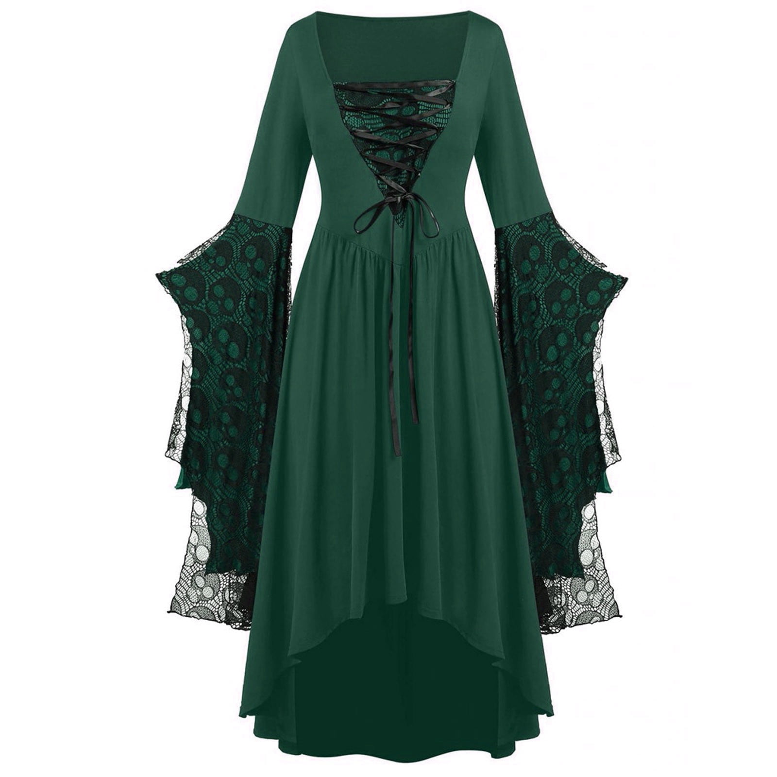 skeleton lace dress Black Lace-Up Skull Lace Maxi Dress Plus Size