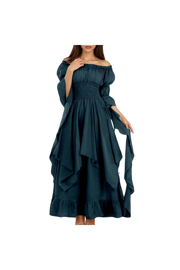 Gothic Dress O-Neck Women's Elegant Halloween Witch Gown Historical Performance Dresses Holiday Clothing