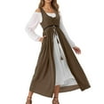 thumbnail image 1 of FEIFLY Gothic Style Women Long Sleeve Dress Historical Reenactment Solid Color Festival Clothing, 1 of 5