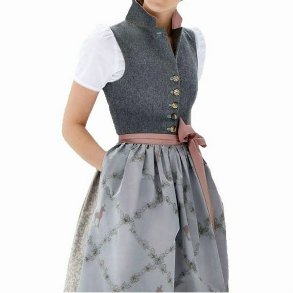 FEIFLY Halloween Dirndl Dress O-Neck Women's Traditional Bavarian Festival Elegant Lederhosen Outfits With Apron For Party Holiday Clothing