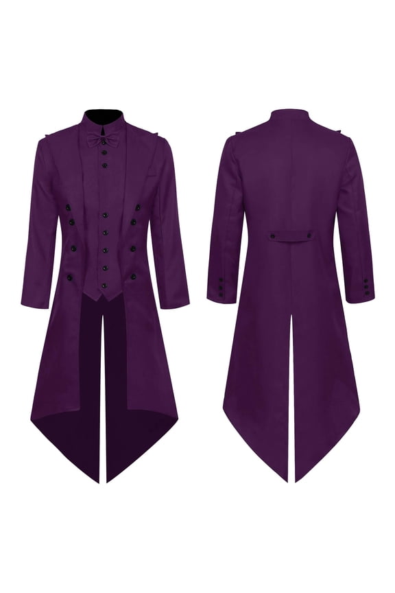 Halloween Men Tuxedo Retro Mid Length Punk Male Coats Party Solid Color Festival Clothing