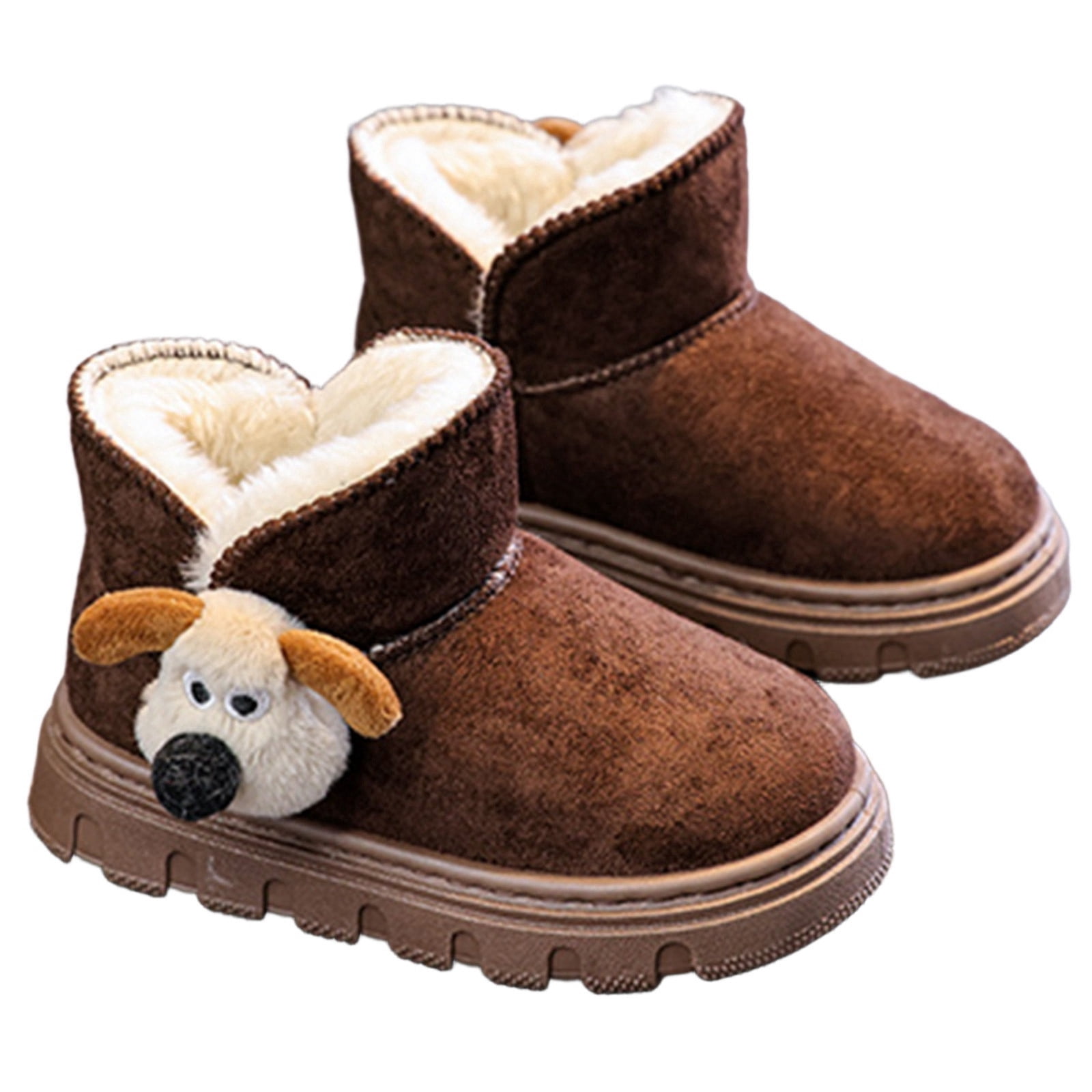 Soft Plush Baby Winter Booties with Cute Animal Face – Pink Edition