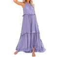 thumbnail image 1 of FEIFLY Long Summer Dresses For Women Sleeveless Maxi Dress Casual Flowy Ruffle Elegant Dress Holiday Female Solid Color Sundress, 1 of 9