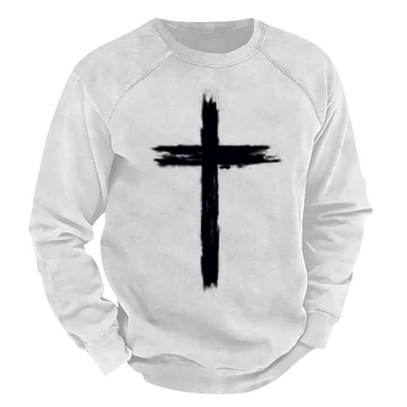 FEIFLY Men Autumn Workout Winter Tops Graphic Print O-Neck Long Sleeve Pullover Sweatshirt Versatile Streetwear