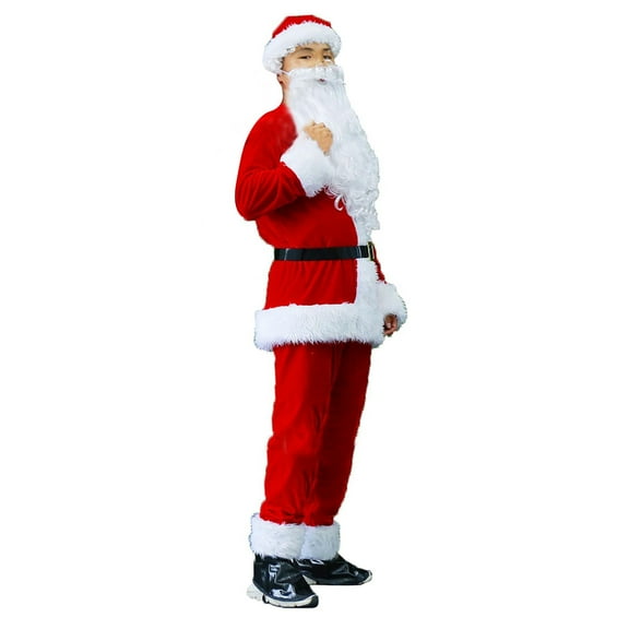 FEIFLY Men Funny Christmas Set Five Piece Santa Dress Up Set Solid Color Festival Clothing