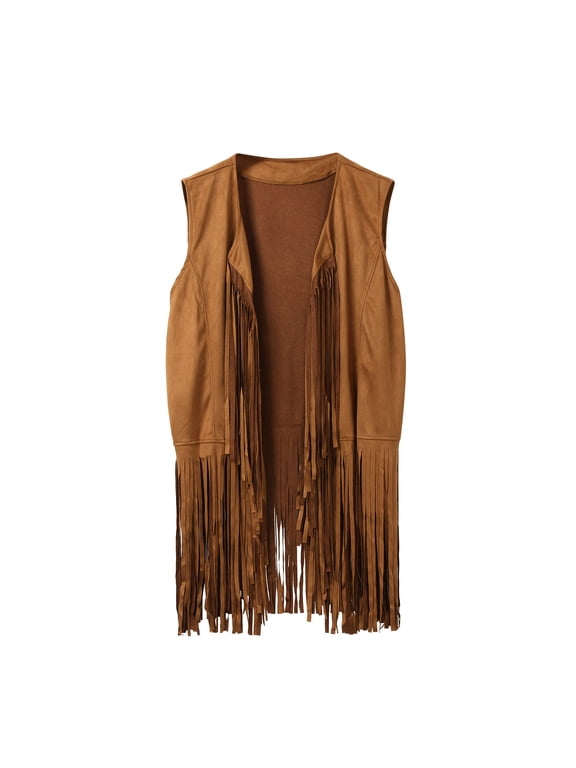 Men Hippie Fringe Bohemian Music Festival 1960s Western Party Retro Vest Boho Men Solid Color Dailywear