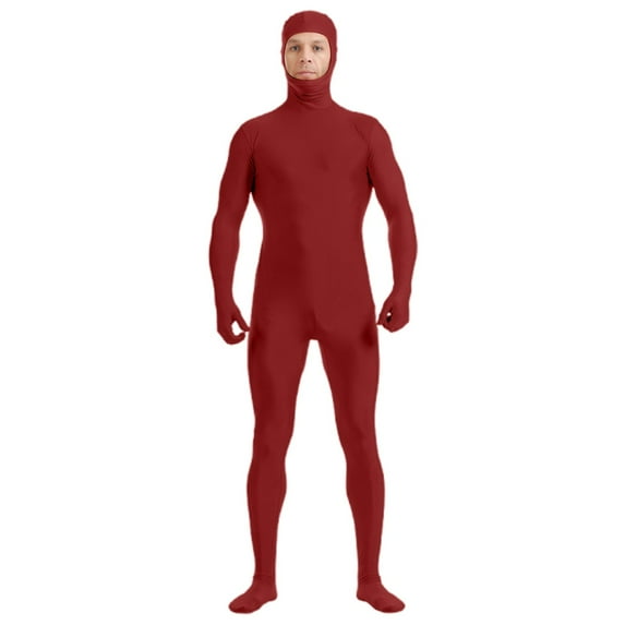 FEIFLY Men Unisex Full Body Open Face Bodysuit Stretch Zentai Stretch Full Body Suit Dance For Performance And Adult Size Solid Color Festival Clothing