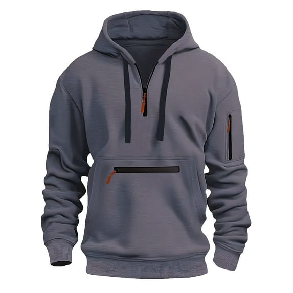 FEIFLY Men's Autumn Winter Long Sleeved Hooded Sweatshirt Casual Unique Outdoor Pullover Tops Solid Color Cozy Outwear