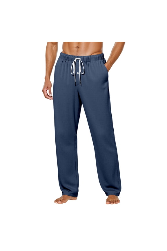 Men's Casual Pants Comfortable Solid Color Button Fly Sleep Pants For Home Outdoor Walking Slim Fit Long Trousers Slacks Fall Winter Cozy Streetwear