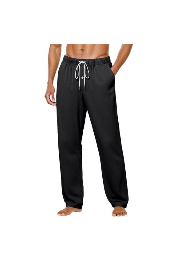 Men's Casual Pants Comfortable Solid Color Button Fly Sleep Pants For Home Outdoor Walking Slim Fit Long Trousers Slacks Fall Winter Relaxed Fit Streetwear