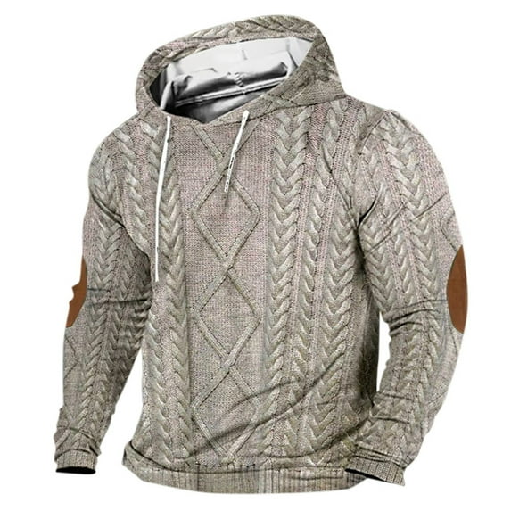 FEIFLY Men's Fall Winter Solid Color Vintage Street Hooded Sweatshirt Pullover Long Sleeve Relaxed Fit Autumn Workout Tops