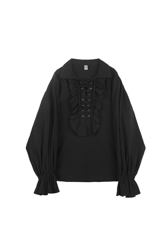 Men's Festival Shirt Ruffled Lace Neckline Gothic Style Retro Casual Jacket