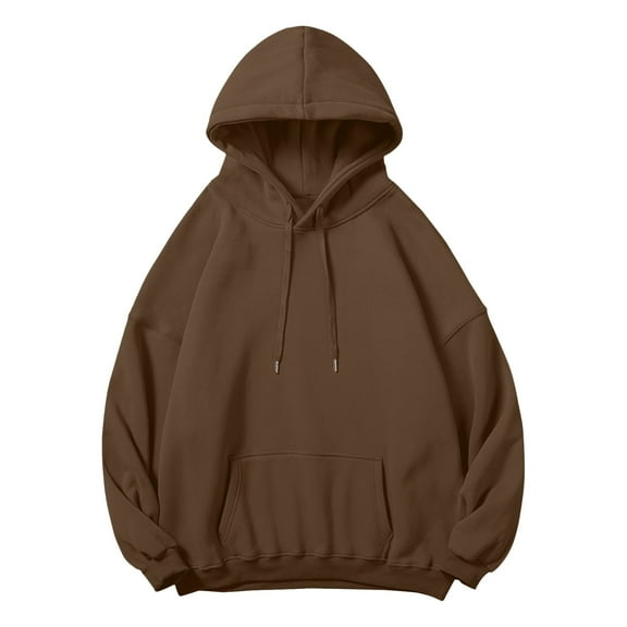 FEIFLY Men's Hoodies Fall Winter Casual Oversized Pullover Sweatshirt Long Sleeve For Everyday Wear Solid Color Trendy Outwear