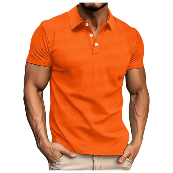 FEIFLY Men's Short Sleeve Lapel Polo Shirts Golf Shirts for Work Athletic Summer Casual Solid Color Holiday Polo Shirts Golf Shirts for Work Athletic Tops Trendy Dailywear