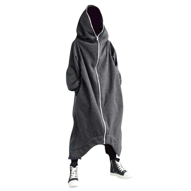 FEIFLY Men's Solid Color Personality Dark Style Full Body Zipper
