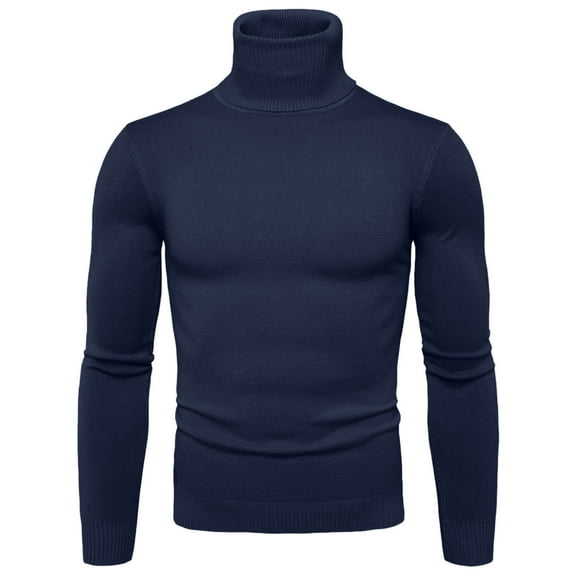 FEIFLY Mens Autumn Winter Solid Color Soft Turtleneck Sweater Square Collar Flexibility Close Fitting Tops Slim Knitwear Cozy Outwear