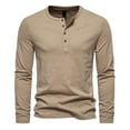 thumbnail image 1 of FEIFLY Mens Fashion Leisure Button Pullover Long Sleeved T Shirt Solid Color Relaxed Fit Outwear, 1 of 2