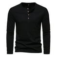 thumbnail image 1 of FEIFLY Mens Fashion Leisure Button Pullover Long Sleeved T Shirt Solid Color Soft Outwear, 1 of 4