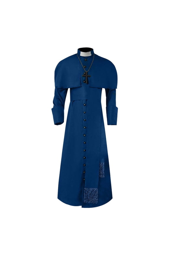 Priest Men Gothic Robe Halloween Father Outfits Party Halloween Solid Color Festival Clothing