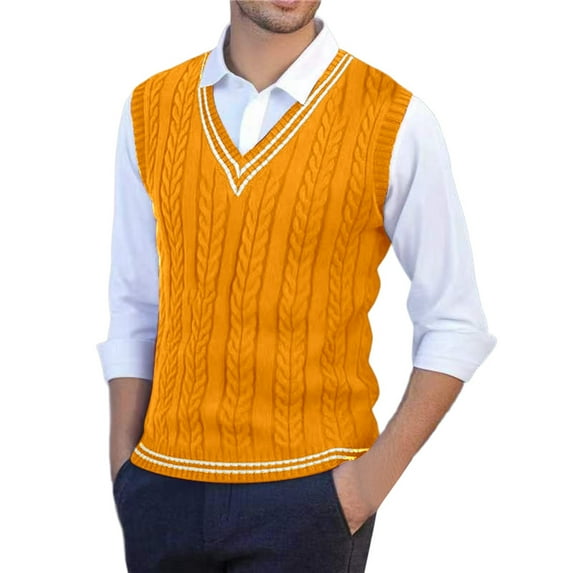 FEIFLY Solid Color Men Sweater Vests Slim Fit Casual Knit Sleeveless Pullover Warm Winter Layering Stretchable Comfortable Lightweight Soft Yarn Crew Neck Comfort Wear