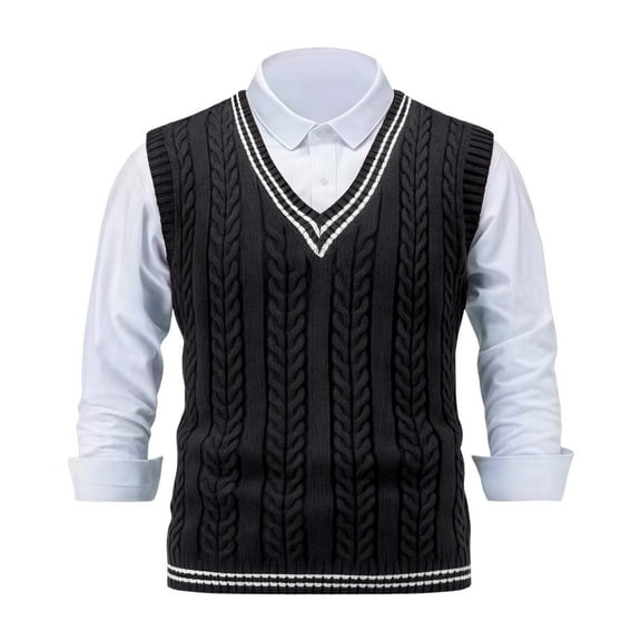 FEIFLY Solid Color Men Sweater Vests Slim Fit Casual Knit Sleeveless Pullover Warm Winter Layering Stretchable Comfortable Lightweight Soft Yarn Crew Neck Versatile Wear