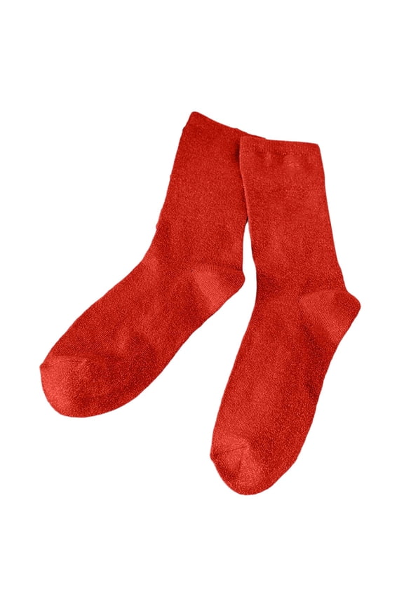 Solid Color Sheer Stockings For Summer Glitter Thread Thin Breathable Mid-Calf Socks Casual Daily Wear Lovely