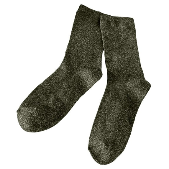 FEIFLY Solid Color Sheer Stockings For Summer Glitter Thread Thin Breathable Mid-Calf Socks Casual Daily Wear Relaxed Fit