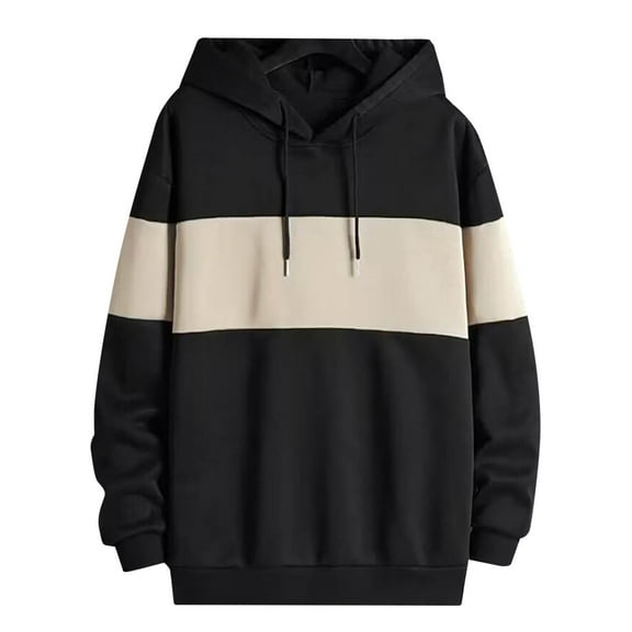 FEIFLY Sweatshirts Patchwork Hoodie Long Sleeve Hoodie Men Pullover Stylish Winter Autumn Workout Tops